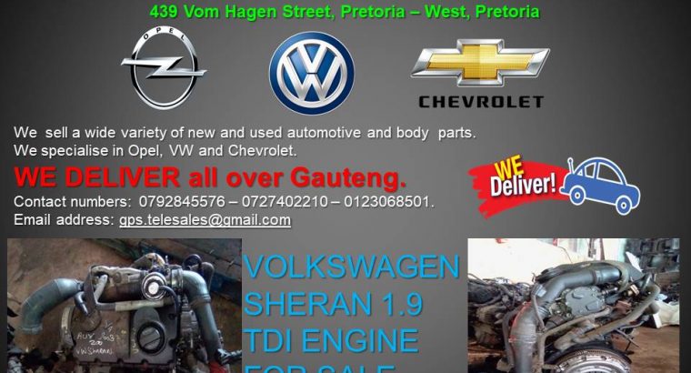 VOLKSWAGEN SHERAN 1.9 TDI ENGINE FOR SALE