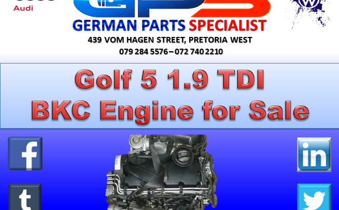 Golf 5 1.9 TDI BKC Engine for Sale