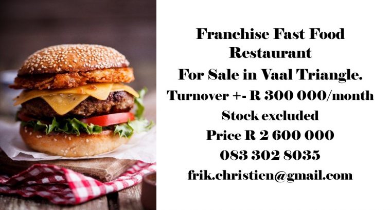 Franchise Fast Food Restaurant For Sale in Vaal