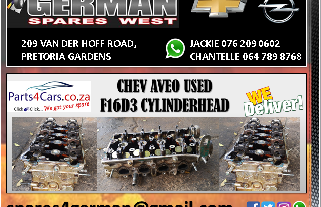 CHEV AVEO F16D3 USED CYLINDERHEAD FOR SALE