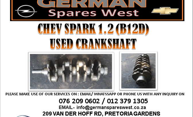 CHEV SPARK 1.2 (B12D) USED CRANKSHAFT FOR SALE