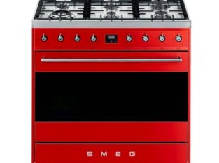 Smeg 90cm Red Symphony 6 Burner Gas Hob Cooker