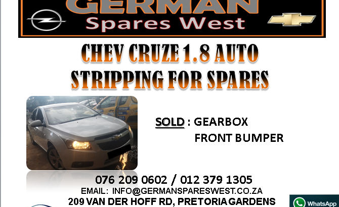 CHEV CRUZE 1.8 AUTO STRIPPING FOR SPARES