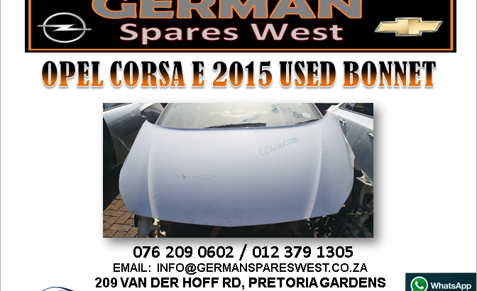 OPEL CORSA E 2015 USED BONNET FOR SALE