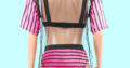 Rose Red Striped Bra Bikini Mesh Cover Up Three Pc