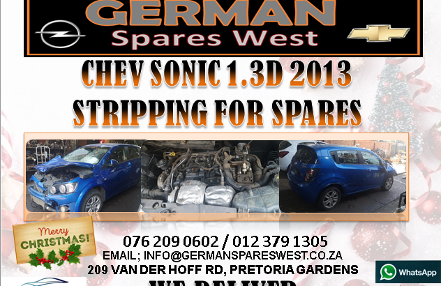 CHEV SONIC 1.3D 2013 STRIPPING FOR SPARES