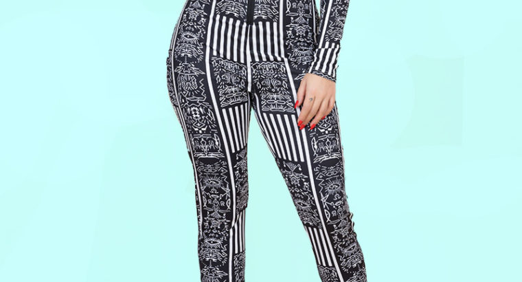 Fashion Black Round Neck Zip-Up Stretch Jumpsuits