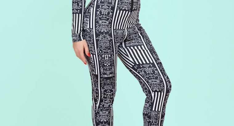 Fashion Black Round Neck Zip-Up Stretch Jumpsuits