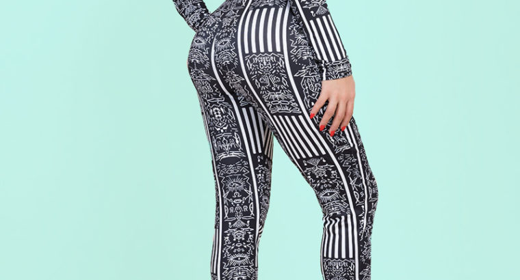 Fashion Black Round Neck Zip-Up Stretch Jumpsuits