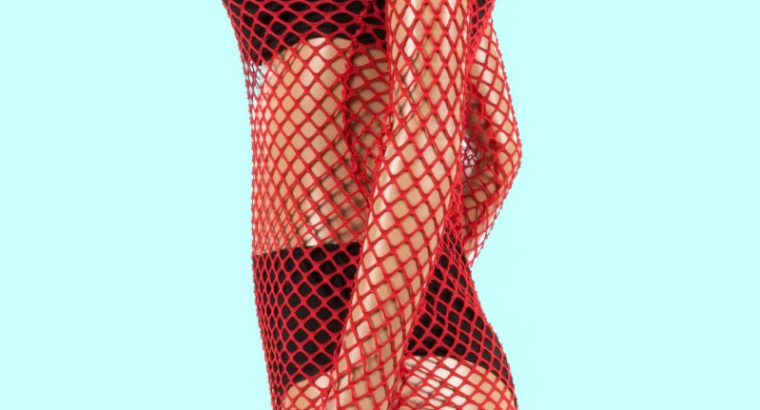 Red Long Sleeve-fishnet Mesh Two Pcs Set Swimwear-