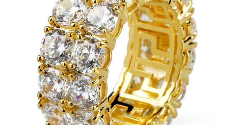 Iced Two Row Solitaire AAA Cubic Zirconia Rings