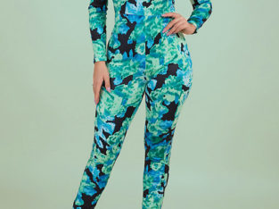 Fashion RK High Neck Tight Stretch Camo Jumpsuits