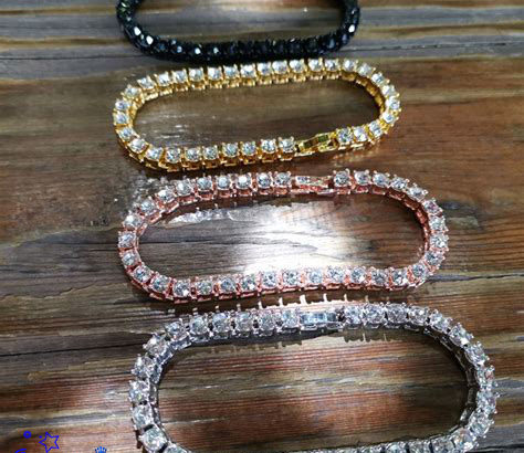 1 Row Iced Out Tennis Bracelets-Cz Stones