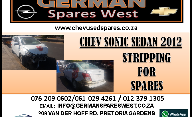 CHEV SONIC SEDAN 1.6 2012 STRIPPPING FOR SPARES