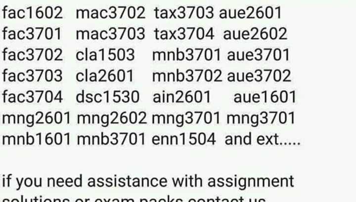 Unisa assignments solutions