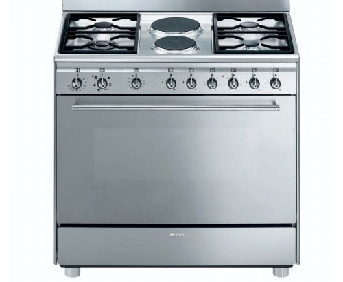 SMEG – 90cm 4 Burner Gas/ 2 Electric Cooker – Model: SSA92MFX9