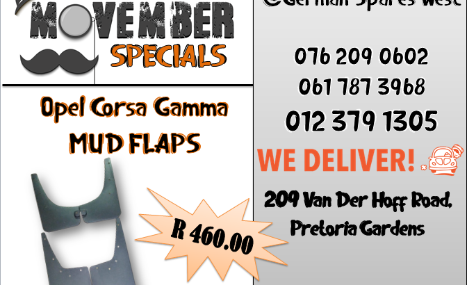 OPEL CORSA GAMMA MUDFLAPS – SPECIAL R 460.00
