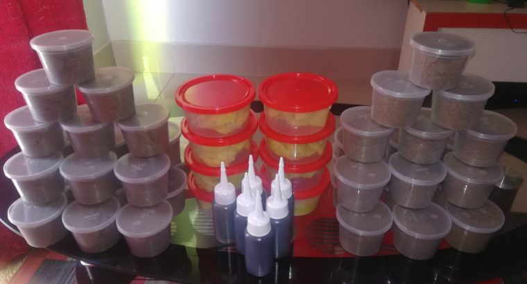 Combo of Chebe Powder, Karkar oil and Unrefined Shea butter.