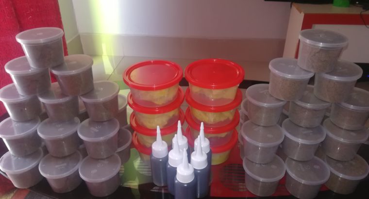 Combo of Chebe Powder, Karkar oil and Unrefined Shea butter.