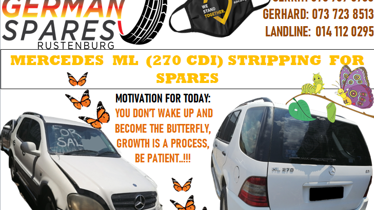 MERCEDES ML 270 CDI – STRIPPING FOR SPARES!!!