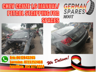 CHEV CRUZE 1.6 MANUAL/PETROL STRIPPING FOR SPARES