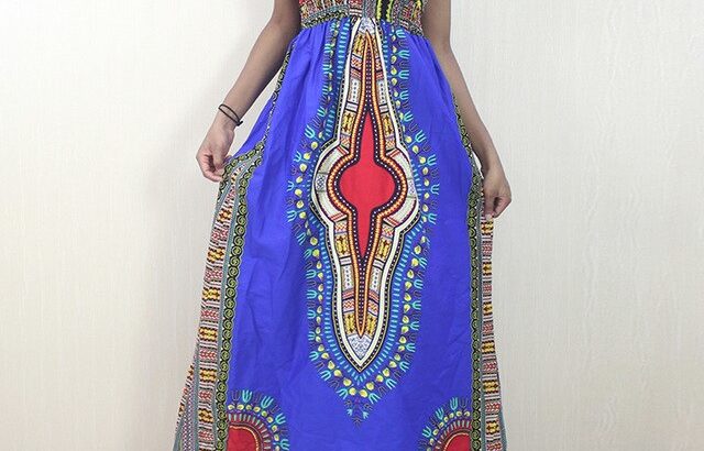 Elegant African Spaghetti Strap Boho Dress Traditional Clothing