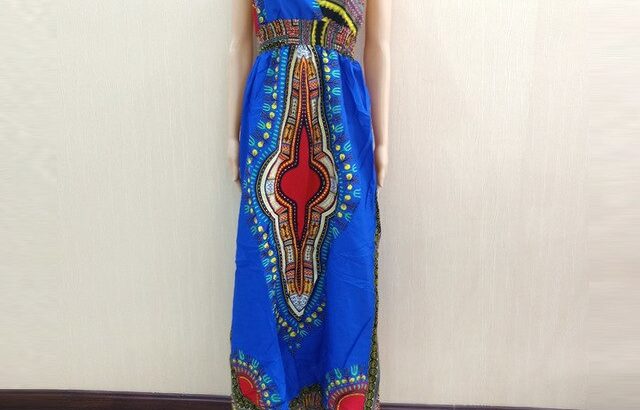 Elegant African Spaghetti Strap Boho Dress Traditional Clothing