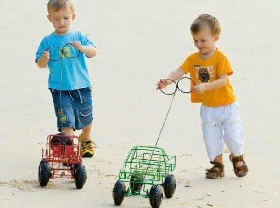 Wire and steel cars with steering