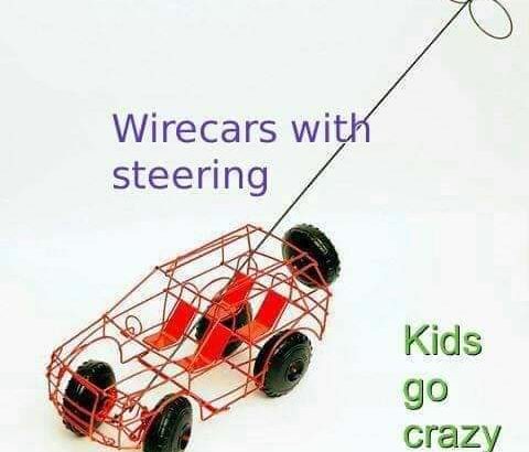 Wire and steel cars with steering