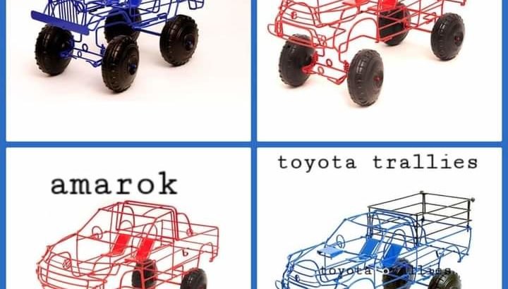 Wire and steel cars with steering