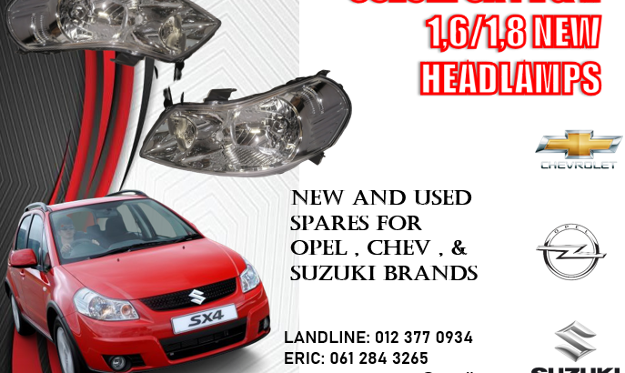 SUZUKI SX4 L&R NEW 1.6/1.8 HEADLAMPS FOR SALE