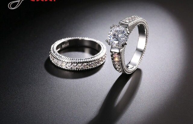 Classic Romantic Rings Sets Wedding Engagement Timbre