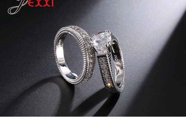 Classic Romantic Rings Sets Wedding Engagement Timbre