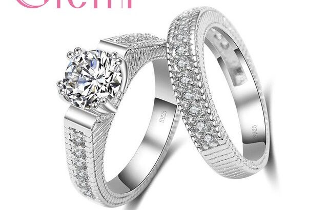 Classic Romantic Rings Sets Wedding Engagement Timbre