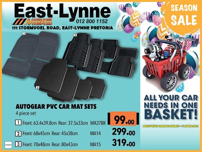 Get Autogear PVC Car Mat Sets at these low prices!