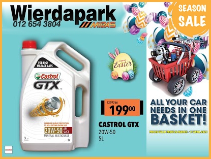 Season SALE! Get Castrol GTX for ONLY R199 at Wierdapark Midas!