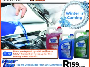 Top-up with 5 Liter Fleet Line Antifreeze for ONLY R159 each