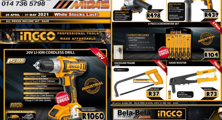 INGCO Power Tools SALE now on at Midas Bela Bela!