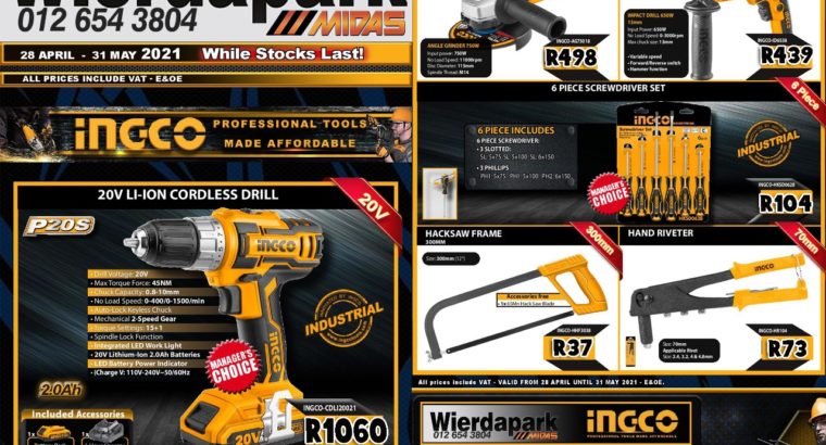 INGCO Power Tools SALE now on at Wierdapark Midas!