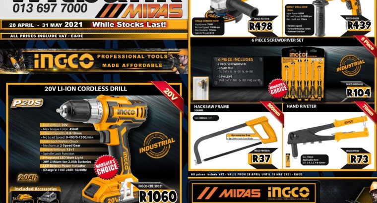 INGCO Power Tools SALE now on at Midas Witbank!