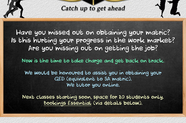 GED / matric WORKERS DAY SPECIAL R1000 off