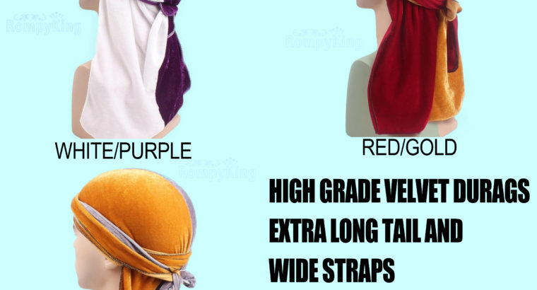 Premium 2 Tone Velvet Durags-Bandanas/Turbans/Hats/Caps/