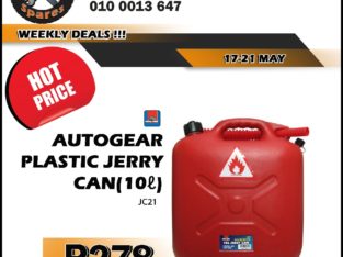 AutoGear Plastic Jerry Can 10L ONLY R278 at Mhluzi Spares!