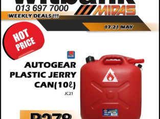AutoGear Plastic Jerry Can 10L ONLY R278 at Midas Witbank!