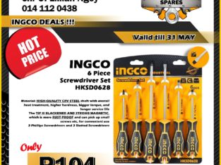 INGCO 6 Piece Screwdriver Set ONLY R104 at Modimolle Spares!