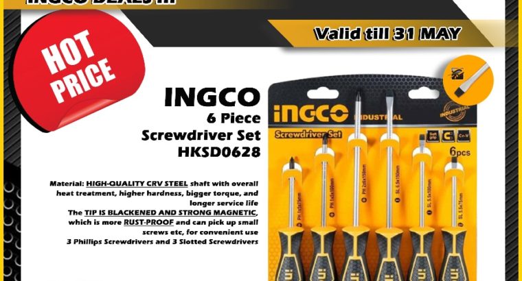 INGCO 6 Piece Screwdriver Set ONLY R104 at Wierdapark Midas!