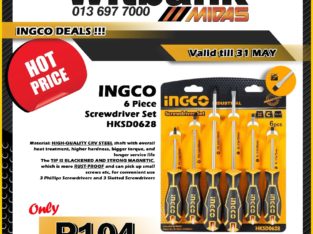 INGCO 6 Piece Screwdriver Set ONLY R104 at Midas Witbank!