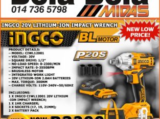 INGCO 20V Lithium-Ion Impact wrench NOW ONLY R3200!