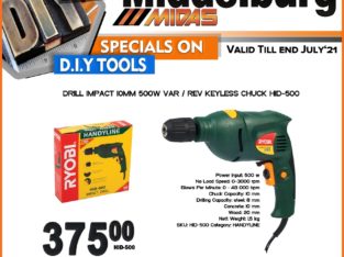 Impact Drill 10MM 500W VAR / REV Keyless Chuck ONLY R375