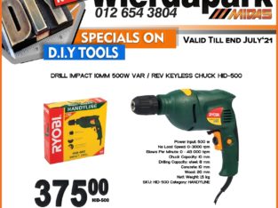 Impact Drill 10MM 500W VAR / REV Keyless Chuck ONLY R375
